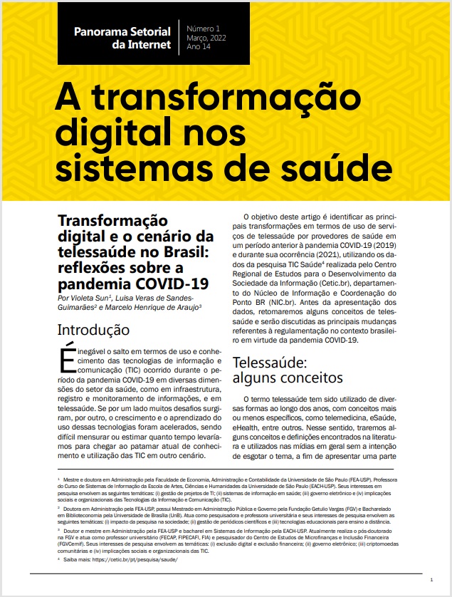 Ano XIV - N. 1 - A transformação digital nos sistemas de saúde